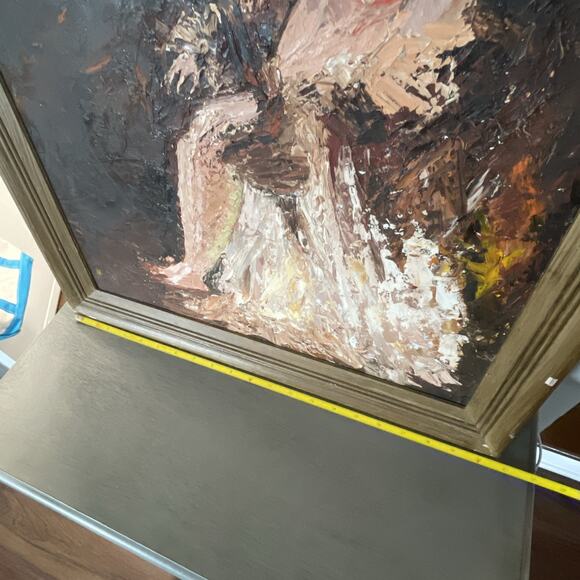 Vtg Original Oil / Acrylic On Board Painting Semi Nude Woman - Picture 10 of 13